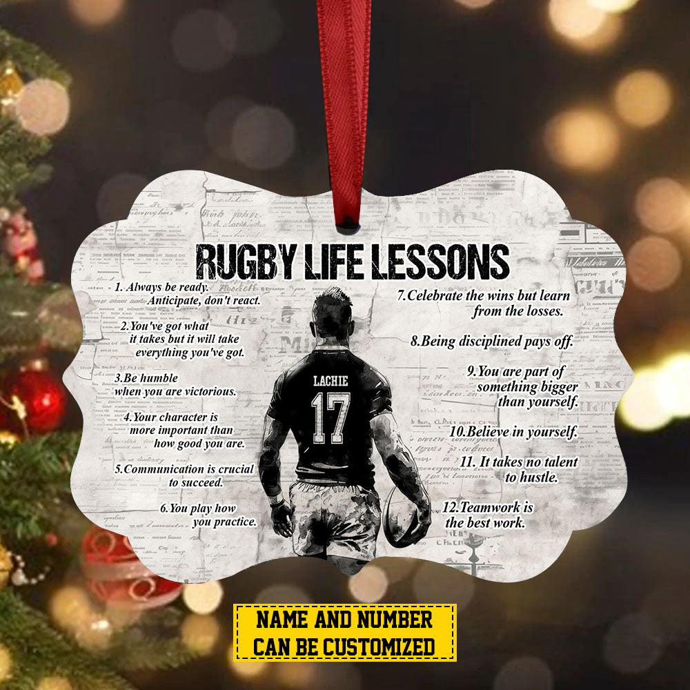 Personalized Rugby Boy Christmas Ornament, Believe In Yourself, Xmas Aluminum Ornament Gift For Rugby Lovers