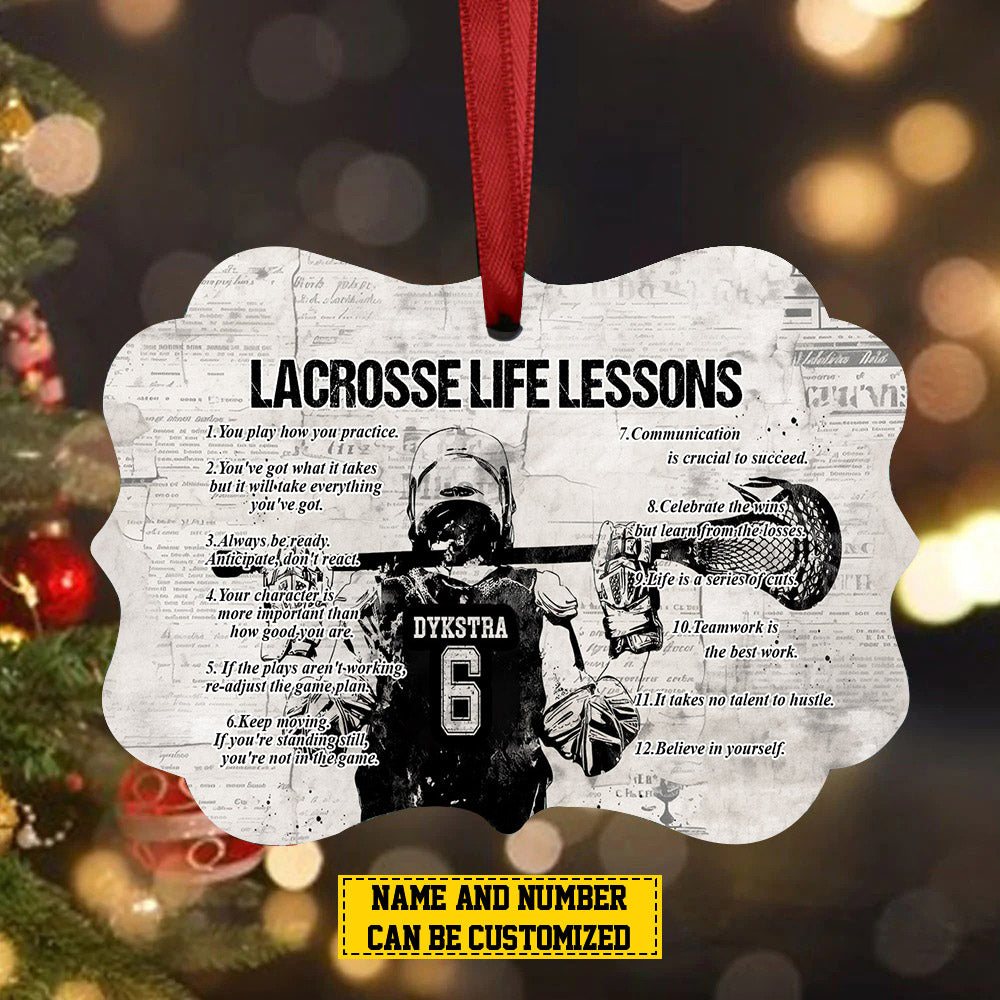 Personalized Lacrosse Boy Christmas Ornament, Lacrosse Life Lessons, Xmas Aluminum Ornament Gift For Lacrosse Lovers