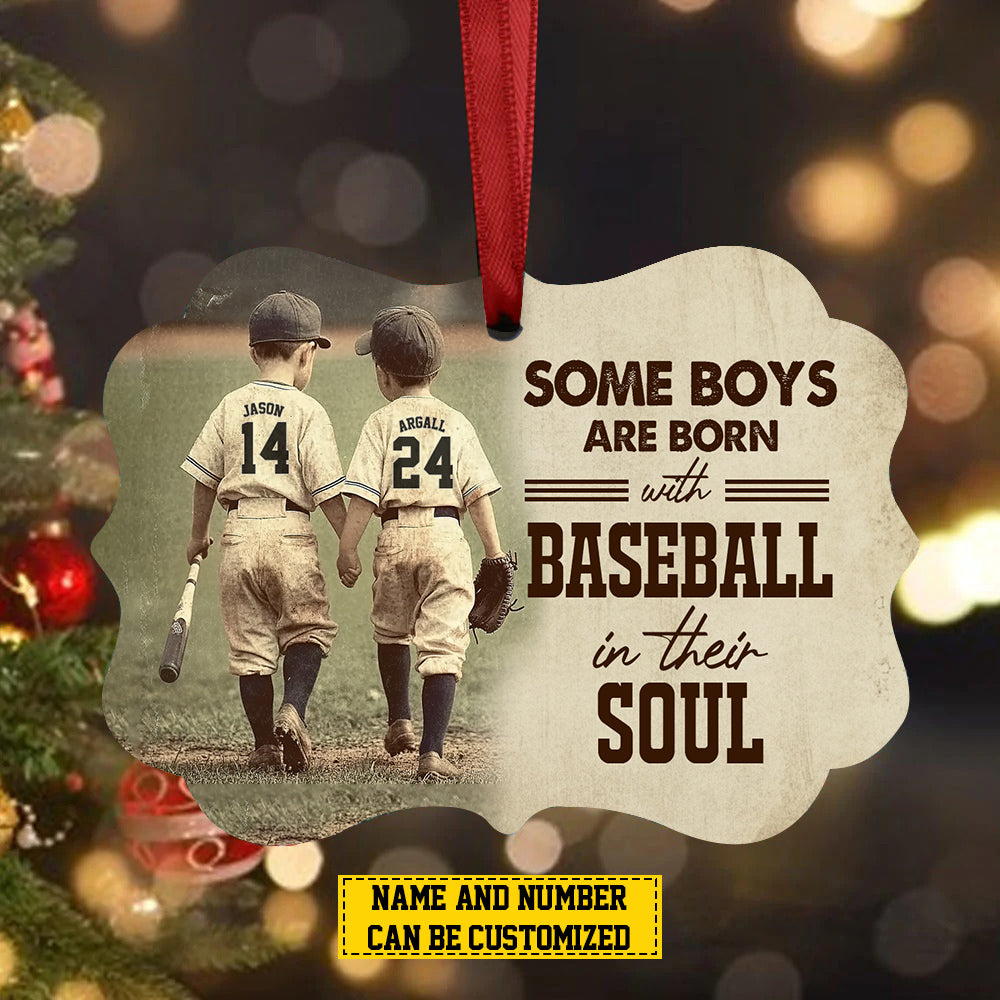 Personalized Baseball Boy Christmas Ornament, Some Boys Are Born With, Xmas Aluminum Ornament Gift For Baseball Best Friend