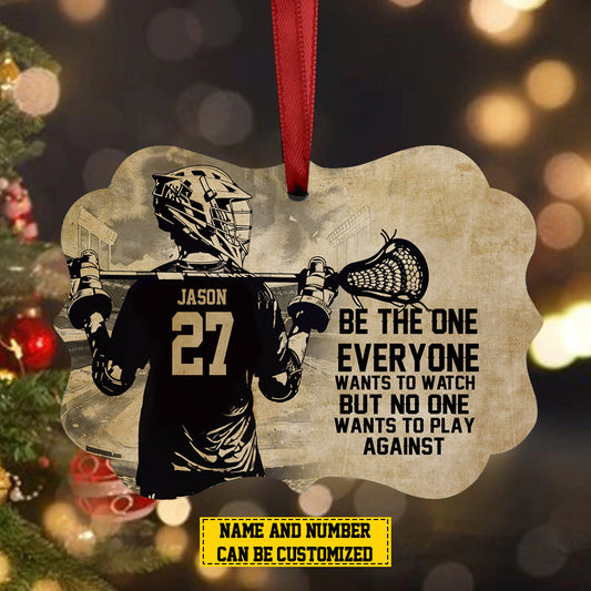 Personalized Lacrosse Boy Christmas Ornament, No One Wants To Play Against, Xmas Aluminum Ornament Gift For Lacrosse Lovers