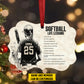 Personalized Softball Girl Christmas Ornament, Never Give Up, Xmas Aluminum Ornament Gift For Softball Lovers
