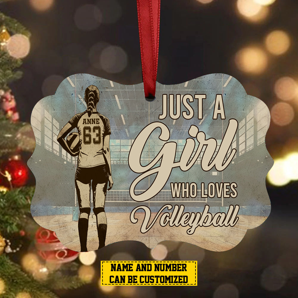 Personalized Volleyball Girl Christmas Ornament, Just A Girl Who Loves, Xmas Aluminum Ornament Gift For Volleyball Lovers