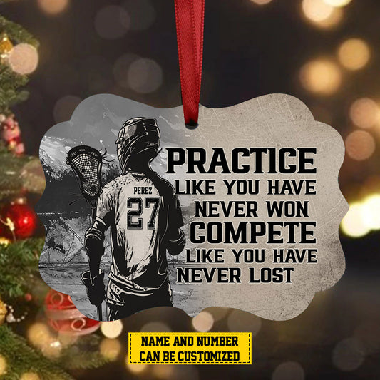 Personalized Lacrosse Boy Christmas Ornament, Compete Like You Have Never Lost, Xmas Aluminum Ornament Gift For Lacrosse Lovers