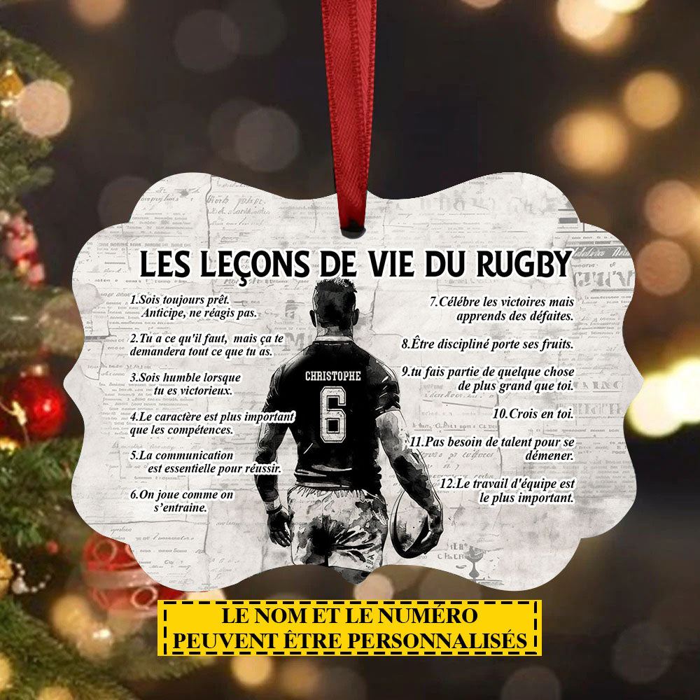 Ornement de Noël personnalisé pour garçon de rugby, cadeau en aluminium de Noël pour les amateurs de rugby