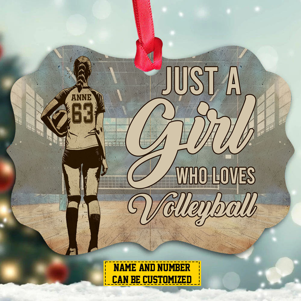 Personalized Volleyball Girl Christmas Ornament, Just A Girl Who Loves, Xmas Aluminum Ornament Gift For Volleyball Lovers