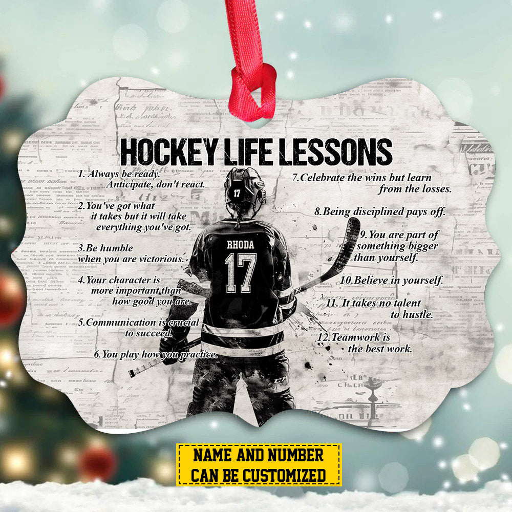 Personalized Hockey Girl Christmas Ornament, Hockey Life Lessons, Xmas Aluminum Ornament Gift For Hockey Lovers