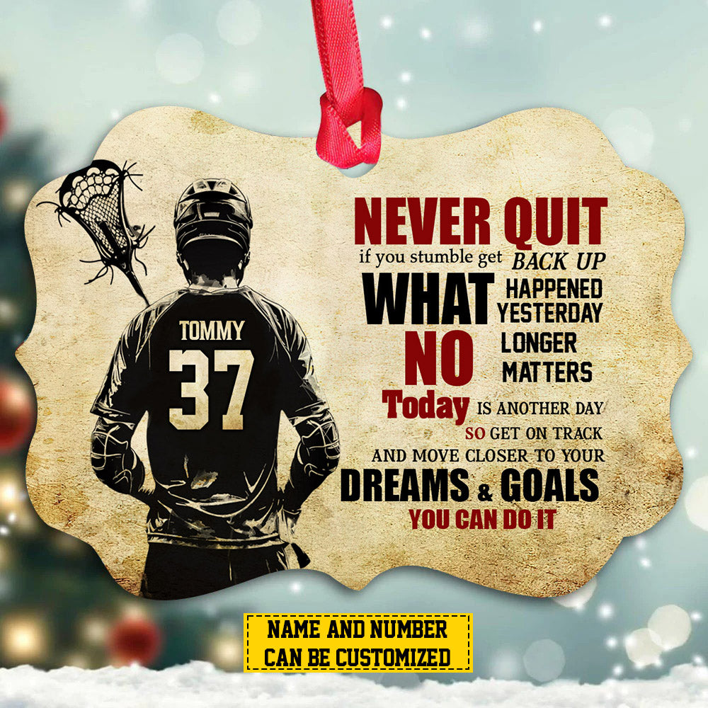 Personalized Lacrosse Boy Christmas Ornament, Dreams Goals You Can Do It, Xmas Aluminum Ornament Gift For Lacrosse Lovers