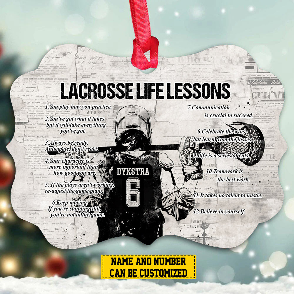 Personalized Lacrosse Boy Christmas Ornament, Lacrosse Life Lessons, Xmas Aluminum Ornament Gift For Lacrosse Lovers