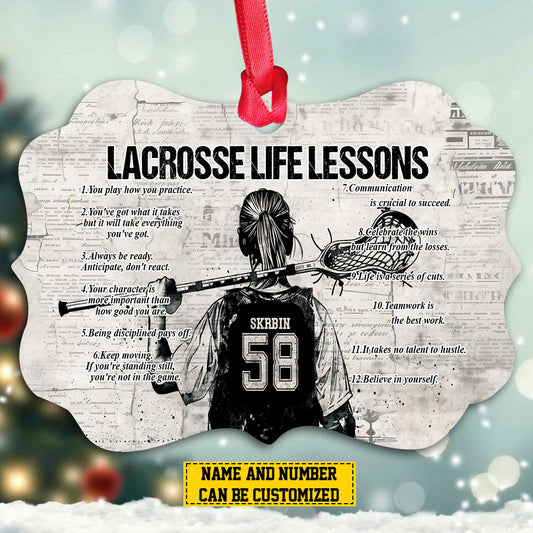 Personalized Lacrosse Girl Christmas Ornament, Lacrosse Life Lessons, Xmas Aluminum Ornament Gift For Lacrosse Lovers