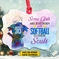Personalized Softball Girl Christmas Ornament, Softball In Their Souls, Xmas Aluminum Ornament Gift For Softball Lovers