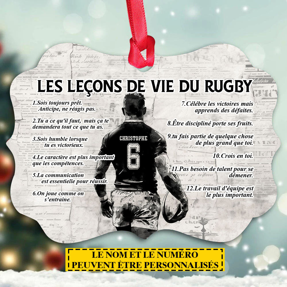 Ornement de Noël personnalisé pour garçon de rugby, cadeau en aluminium de Noël pour les amateurs de rugby