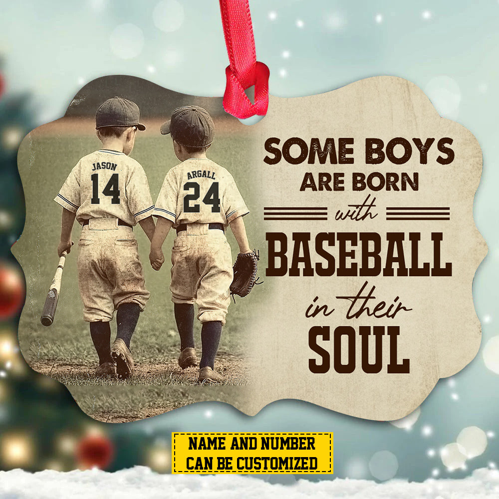 Personalized Baseball Boy Christmas Ornament, Some Boys Are Born With, Xmas Aluminum Ornament Gift For Baseball Best Friend