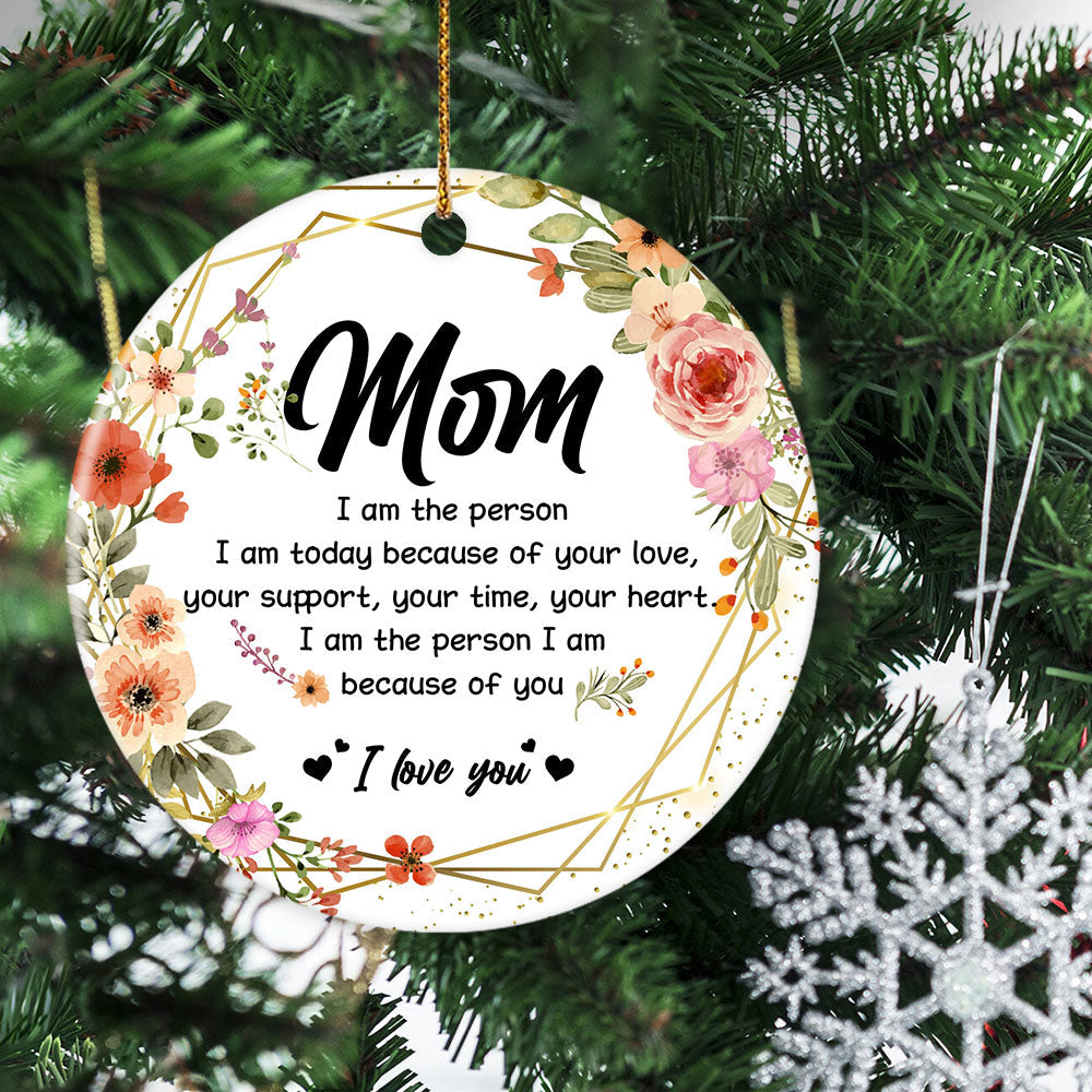 I Love You Mom Circle Ceramic Ornament Christmas Gift For Your Mother