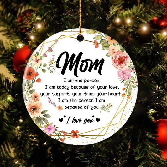 I Love You Mom Circle Ceramic Ornament Christmas Gift For Your Mother
