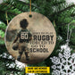 Personalized Rugby Boy Christmas Ornament, Born To Play Rugby, Xmas Circle Ceramic Ornament Gift For Rugby Lovers