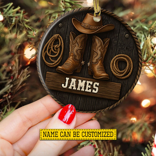 Personalized Cowboy Ornament, Cowboy Custom Aluminum Ornament Gift For Cowboys