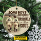 Personalized Couple Baseball Boy Christmas Ornament, Some Boys Are Born With, Xmas Circle Ceramic Ornament Gift For Baseball Lovers