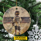 Personalized Lacrosse Boy Christmas Ornament, Make Your Mark On The Field, Xmas Circle Ceramic Ornament Gift For Lacrosse Lovers