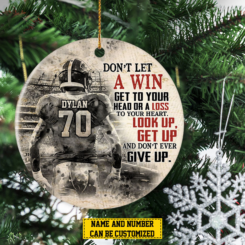 Personalized Football Christmas Ornament, Don't Let A Win Get To Your, Xmas Circle Ceramic Ornament Gift For Football Lovers