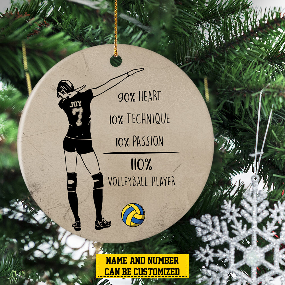 Personalized Volleyball Girl Christmas Ornament, 11-% Volleyball Player, Xmas Circle Ceramic Ornament Gift For Volleyball Lovers