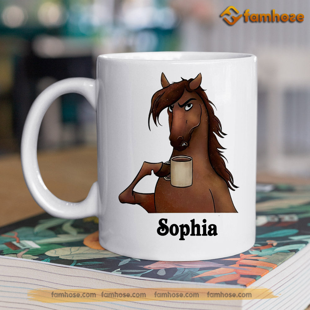 Funny Personalized Horse Mug, Touch My Coffee And I Will Slap You Mug, Cups Gift For Horse Lovers, Horse Owner