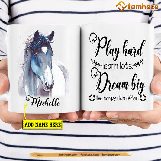 Personalized Horse Mug, Play Hard Learn Lots Mug, Cups Gift For Horse Lovers, Horse Owner