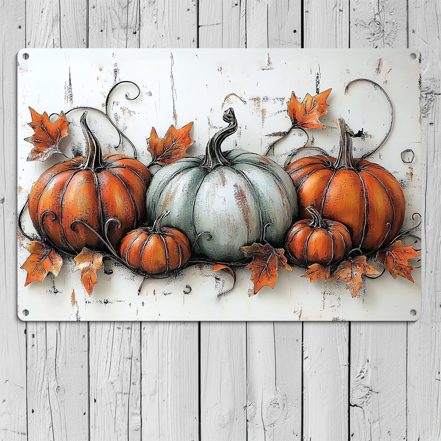 Thanksgiving Metal Sign, Pumpkins, Welcome To The Magical Garden Backyard Sign