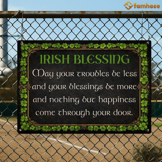 Four-Leaf Clover Irish Metal Sign, Irish Blessing Yard Sign, Shamrock House Decor St Patrick's Day Gift For Irish Lover