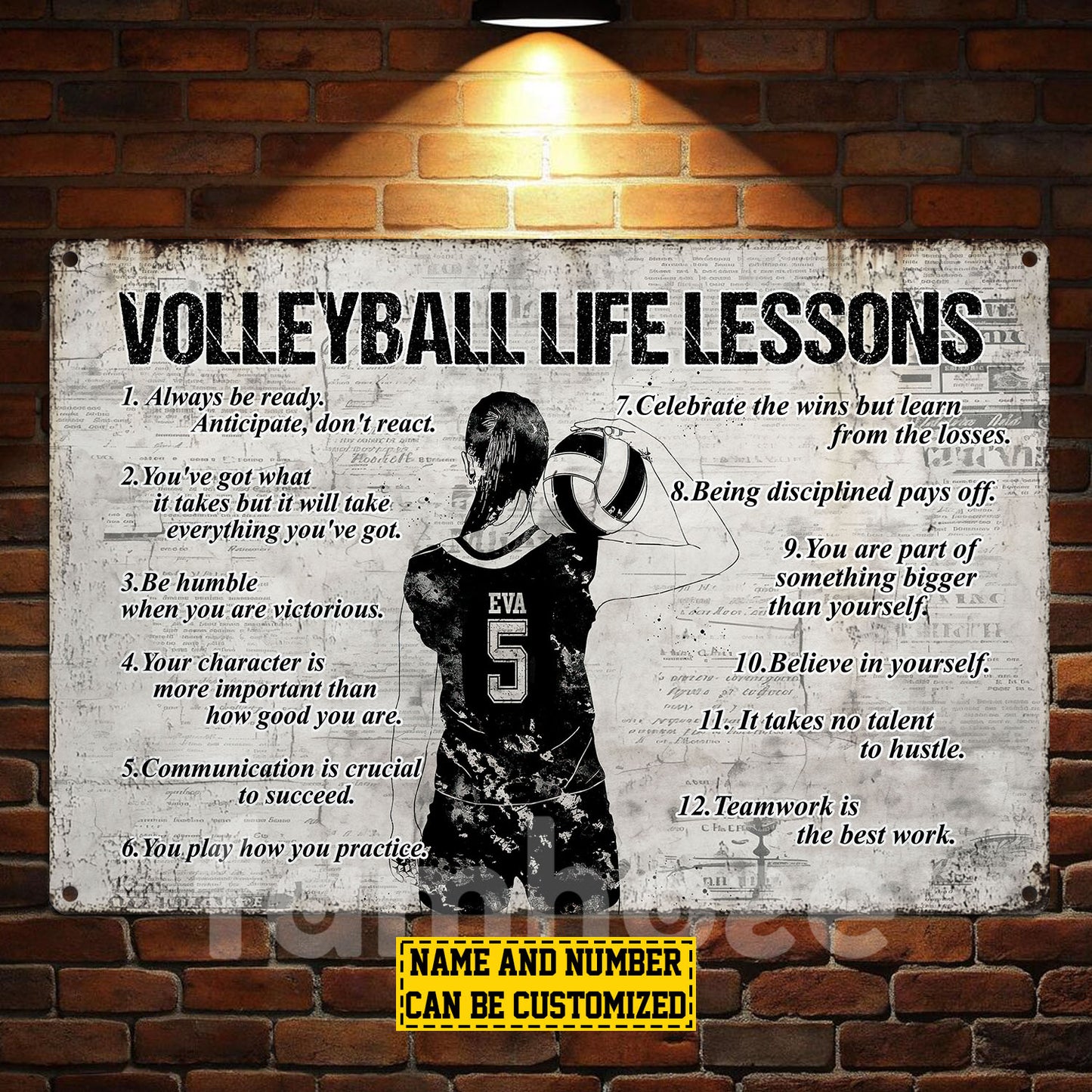 Personalized Volleyball Woman Metal Sign, Inspirational Volleyball Life Lessons Sports Sign, Field Decor Gift For Volleyball Lovers