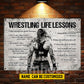 Personalized Wrestling Woman Metal Sign, Inspirational Wrestling Life Lessons Sports Sign, Field Decor Gift For Wrestling Lovers