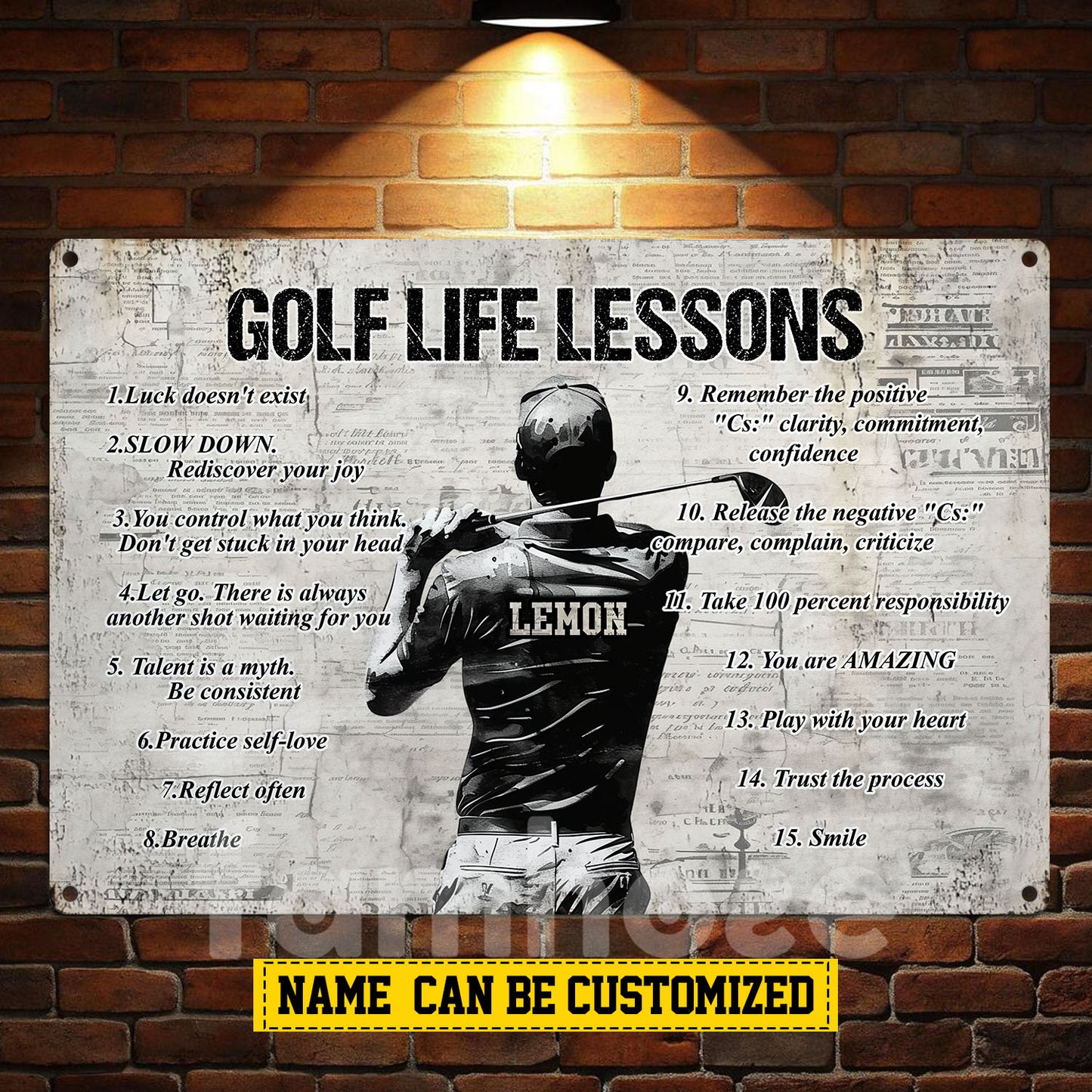 Personalized Golf Man Metal Sign, Inspirational Golf Life Lessons Sports Sign, Field Decor Gift For Golf Lovers