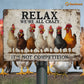Funny Chicken Metal Sign, Relax We're All Crazy Farm Sign, Farm Decor Gift For Chicken Lovers