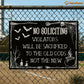 Halloween Metal Sign, No Soliciting Violators Will Be Sacrificed Metal Sign, Spooky Season Decor Gift To Decor House Or Garden