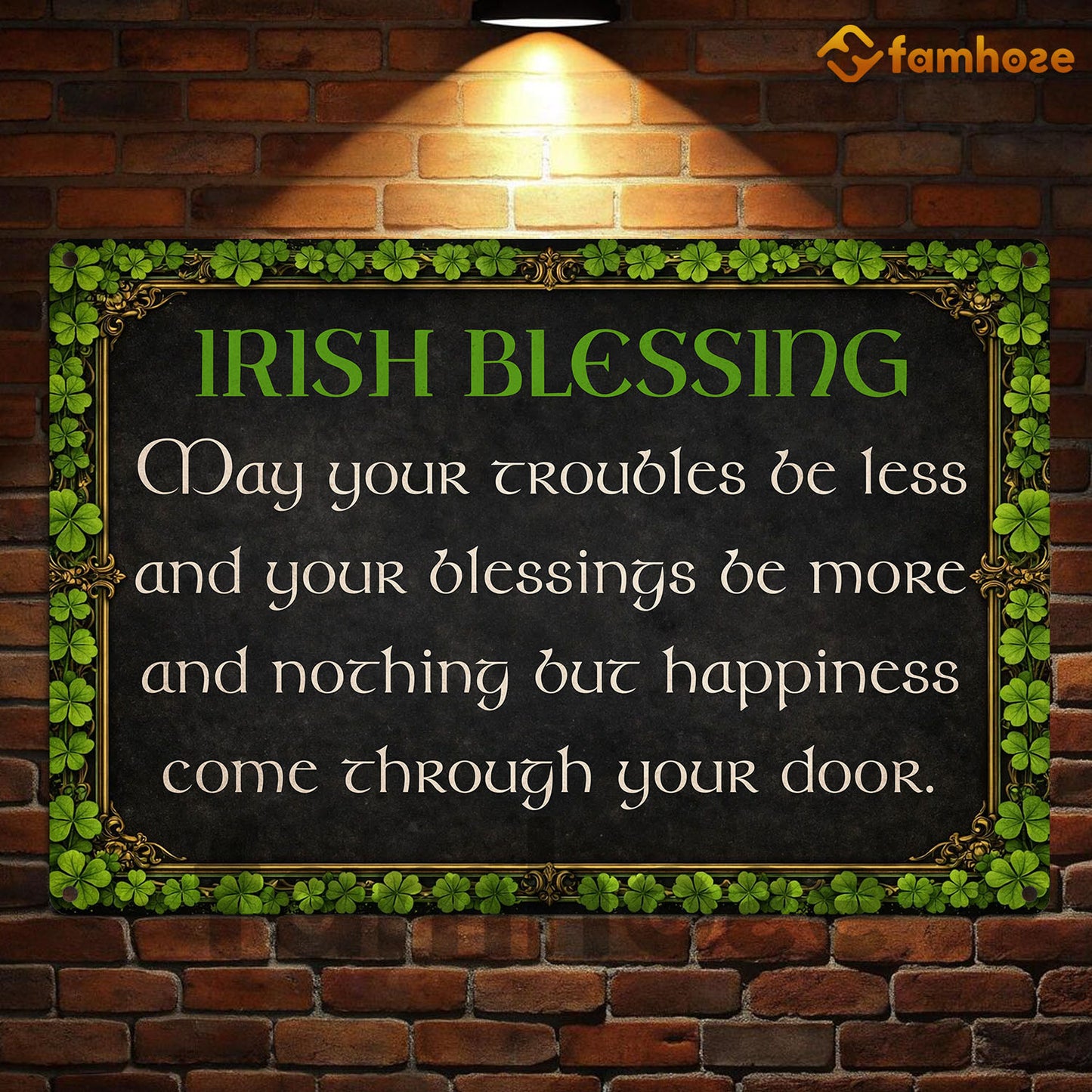 Four-Leaf Clover Irish Metal Sign, Irish Blessing Yard Sign, Shamrock House Decor St Patrick's Day Gift For Irish Lover