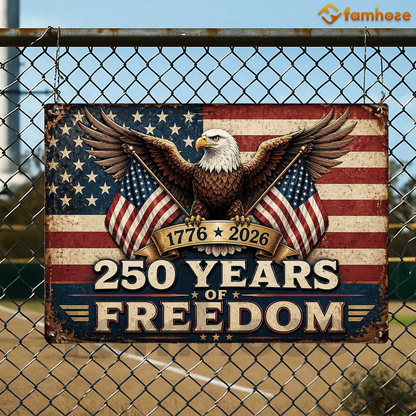 July 4th USA 250 Anniversary Metal Sign, 250 Years Of Freedom Yard Sign, House Decor Independence Day Gift For American Patriot