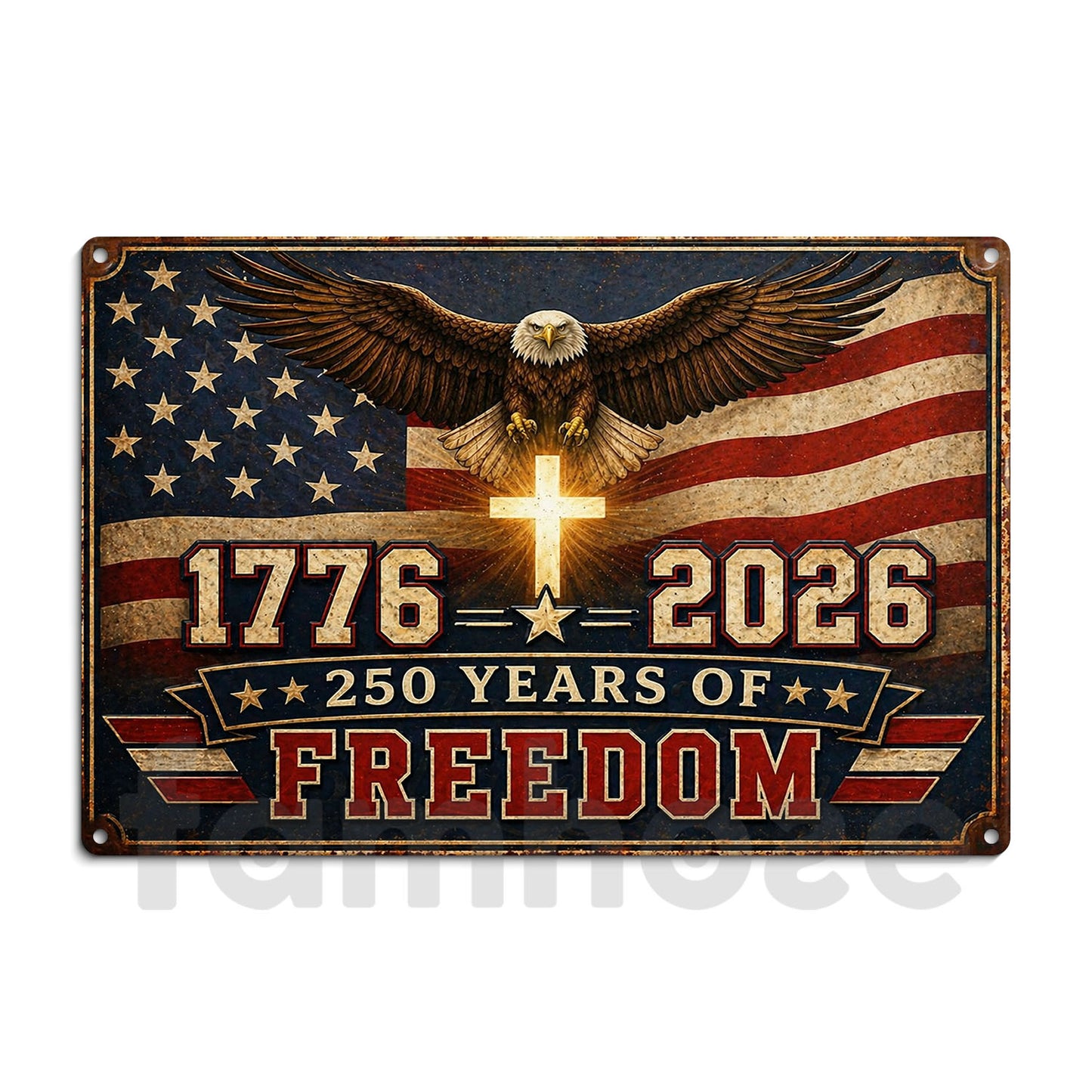 July 4th USA 250 Anniversary Metal Sign, 250 Years Of Freedom Yard Sign, House Decor Independence Day Gift For American Patriot