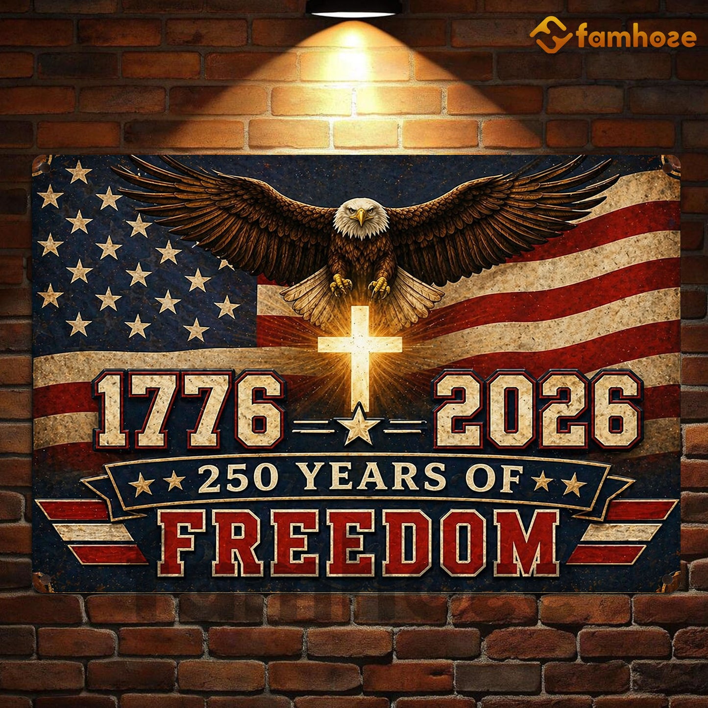 July 4th USA 250 Anniversary Metal Sign, 250 Years Of Freedom Yard Sign, House Decor Independence Day Gift For American Patriot