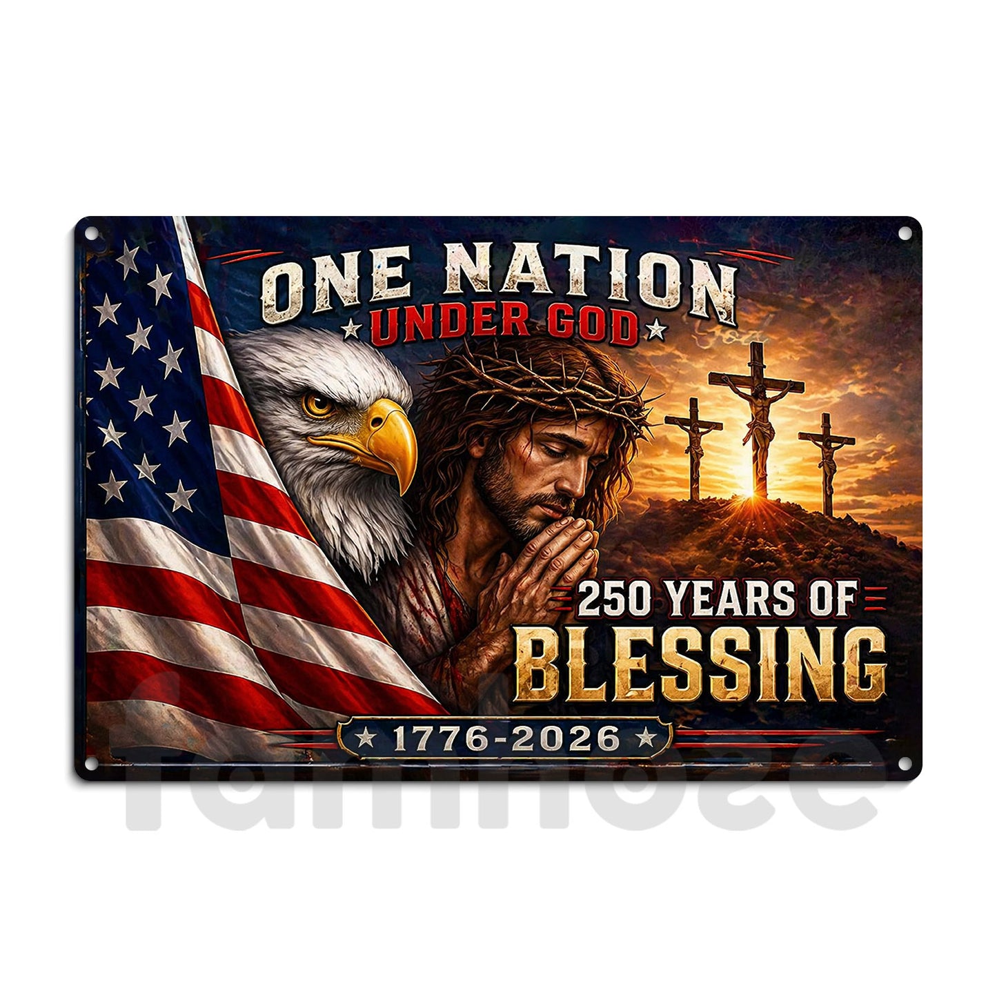 July 4th God USA 250 Anniversary Metal Sign, One Nation Under God Yard Sign, House Decor Independence Day Gift For Christian