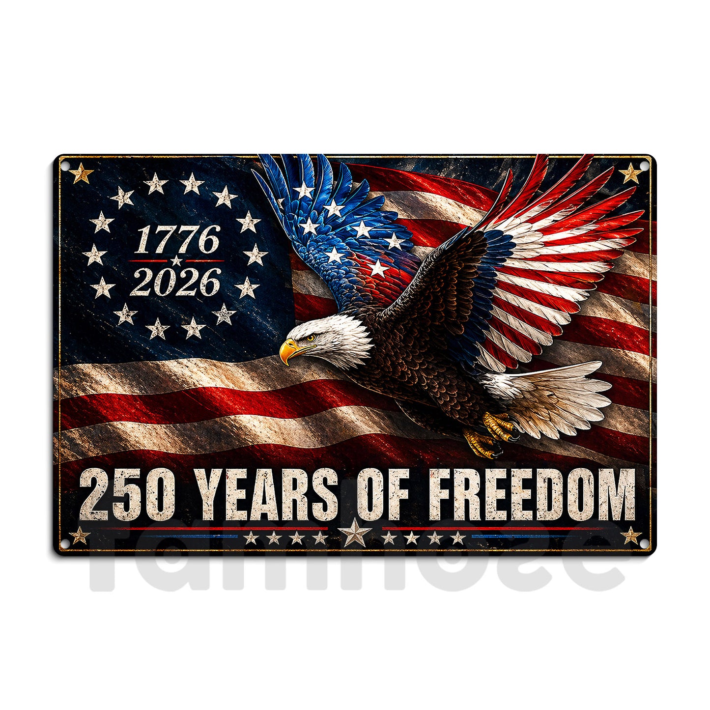 July 4th USA 250 Anniversary Metal Sign, 250 Years Of Freedom Yard Sign, House Decor Independence Day Gift For American Patriot