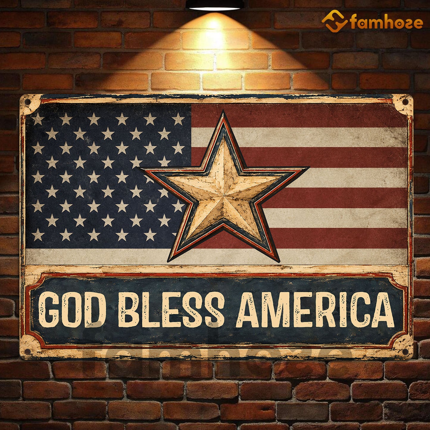 July 4th Jesus USA Metal Sign, God Bless America Yard Sign, House Decor Independence Day Gift For Christian