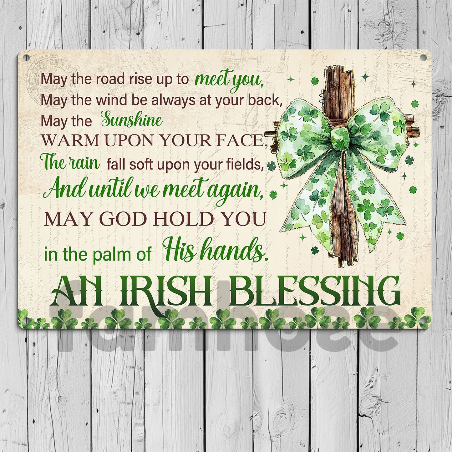 St Patrick's Day Metal Sign, An Irish Blessing, Welcome To The Magical Garden Backyard Sign