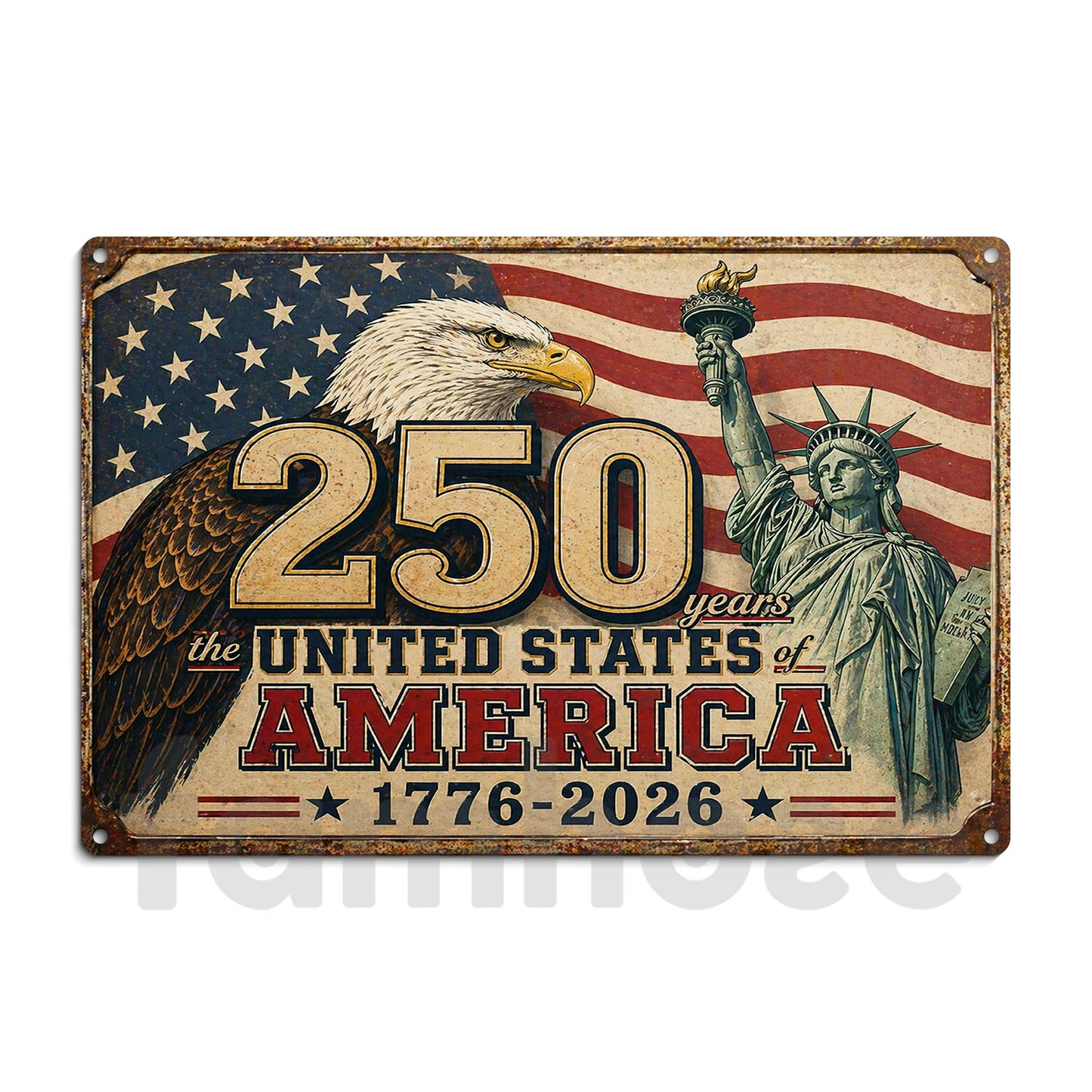 July 4th USA 250 Anniversary Metal Sign, 250 Years The United States Of America Yard Sign, House Decor Independence Day Gift For American Patriot