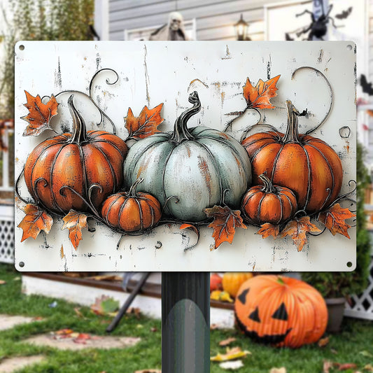 Thanksgiving Metal Sign, Pumpkins, Welcome To The Magical Garden Backyard Sign