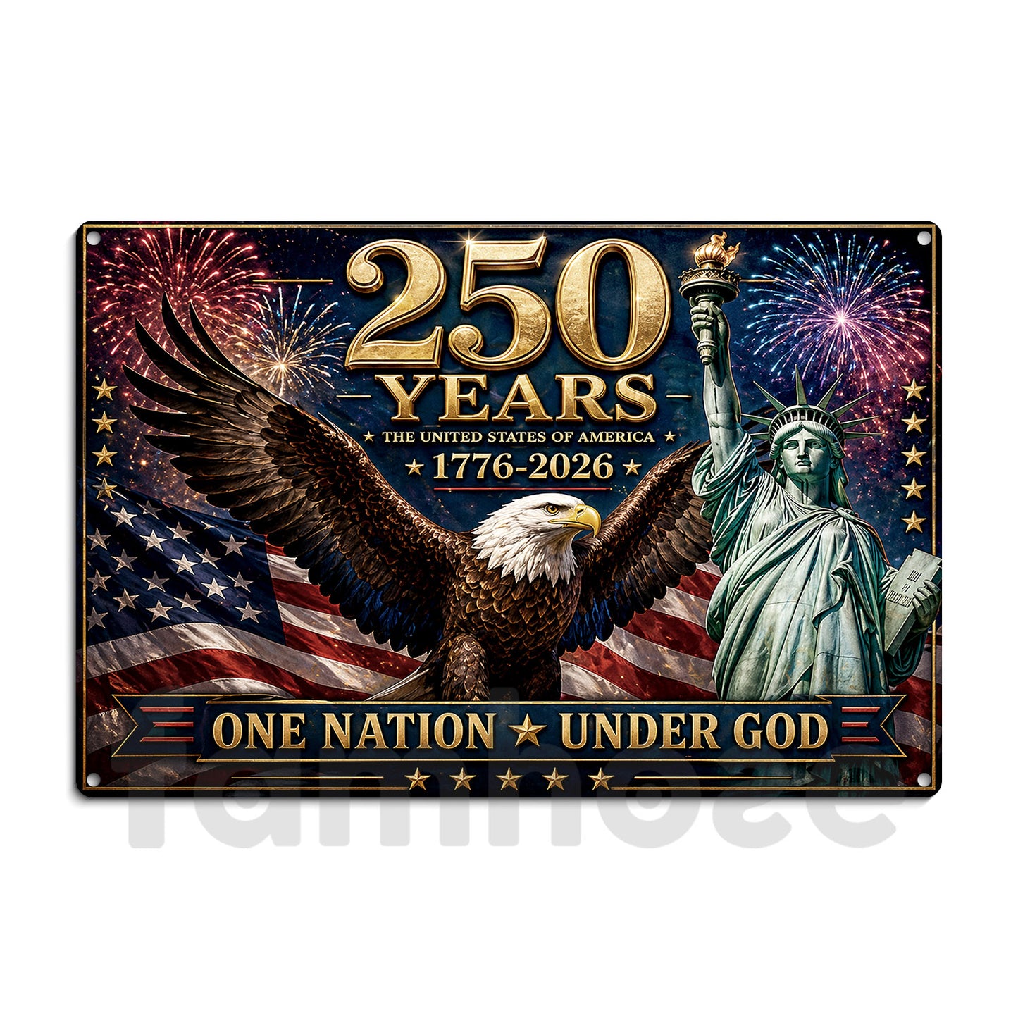 July 4th Jesus USA 250 Anniversary Metal Sign, One Nation Under God Yard Sign, House Decor Independence Day Gift For Christian