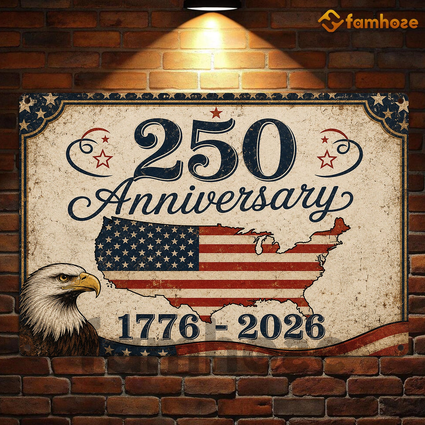 July 4th USA 250 Anniversary Metal Sign, 250 Years Of Freedom Yard Sign, House Decor Independence Day Gift For American Patriot