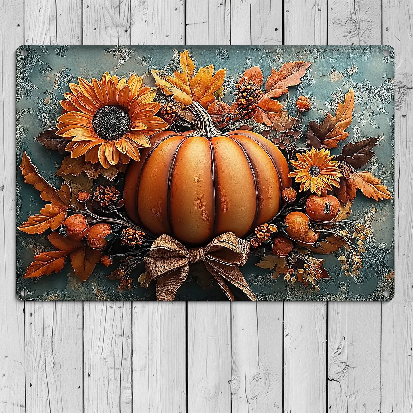 Thanksgiving Metal Sign, A Rustic Pumpkin Display, Welcome To The Magical Garden Backyard Sign