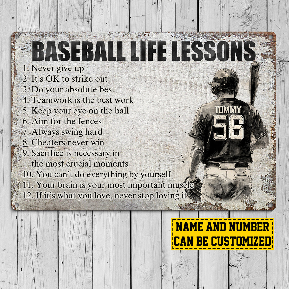 Passive Baseball Sign Personalized Motivational Baseball Metal Sign, Baseball Life Lessons ...