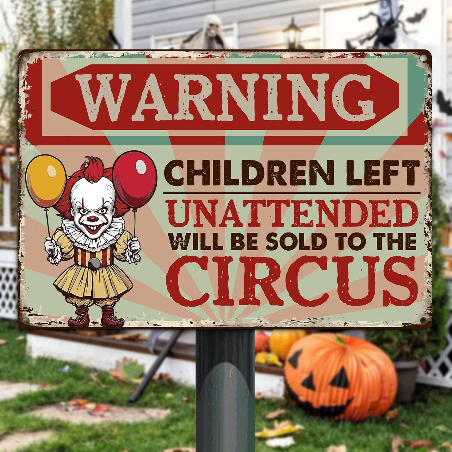 Halloween Metal Sign, Warning, Welcome To The Magical Garden Backyard Sign