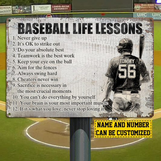 Personalized Motivational Baseball Metal Sign, Baseball Life Lessons, Welcome To The Magical Garden Backyard Sign, Gift For Baseball Lovers, Baseball Boys