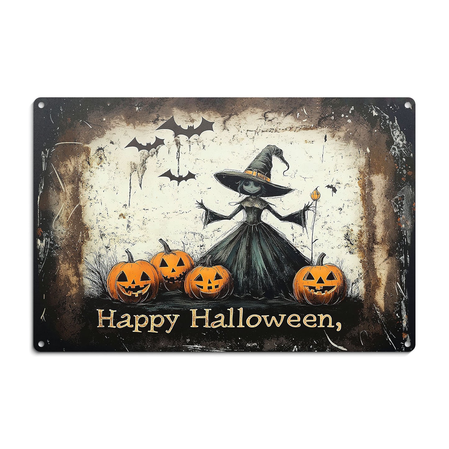 Halloween Witch Metal Sign, Happy Halloween, Welcome To The Magical Garden Backyard Sign